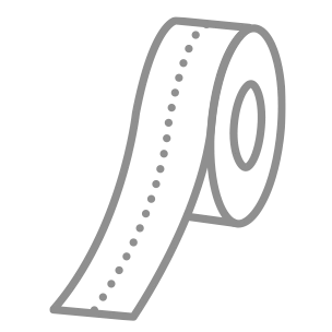 Illustration einer grauen Toilettenpapierrolle mit perforierter Linie