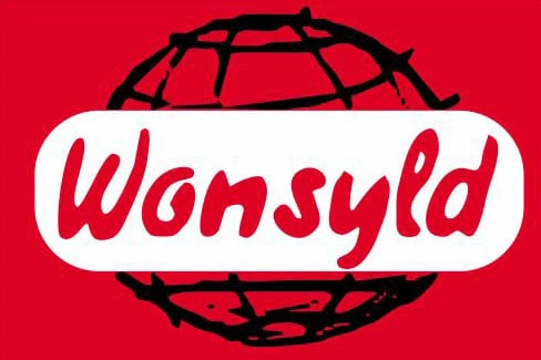 Das Wonsyld Logo mit einem stilisierten Globus im Hintergrund auf rotem Untergrund.